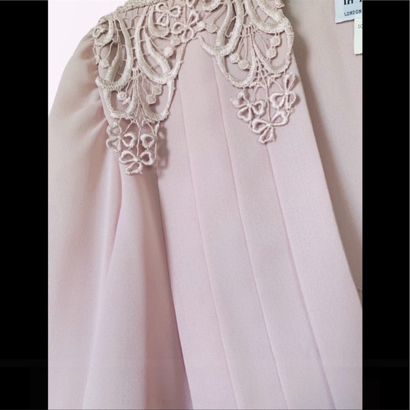 VTG mauve midi dress szS/M 70s In The Mood pleated secretary lace office vintage - Picture 2 of 10